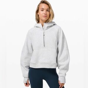 lululemon Scuba Oversized 1/2 Zip Hoodie Heathered Core Ultra Light Gray XS/S